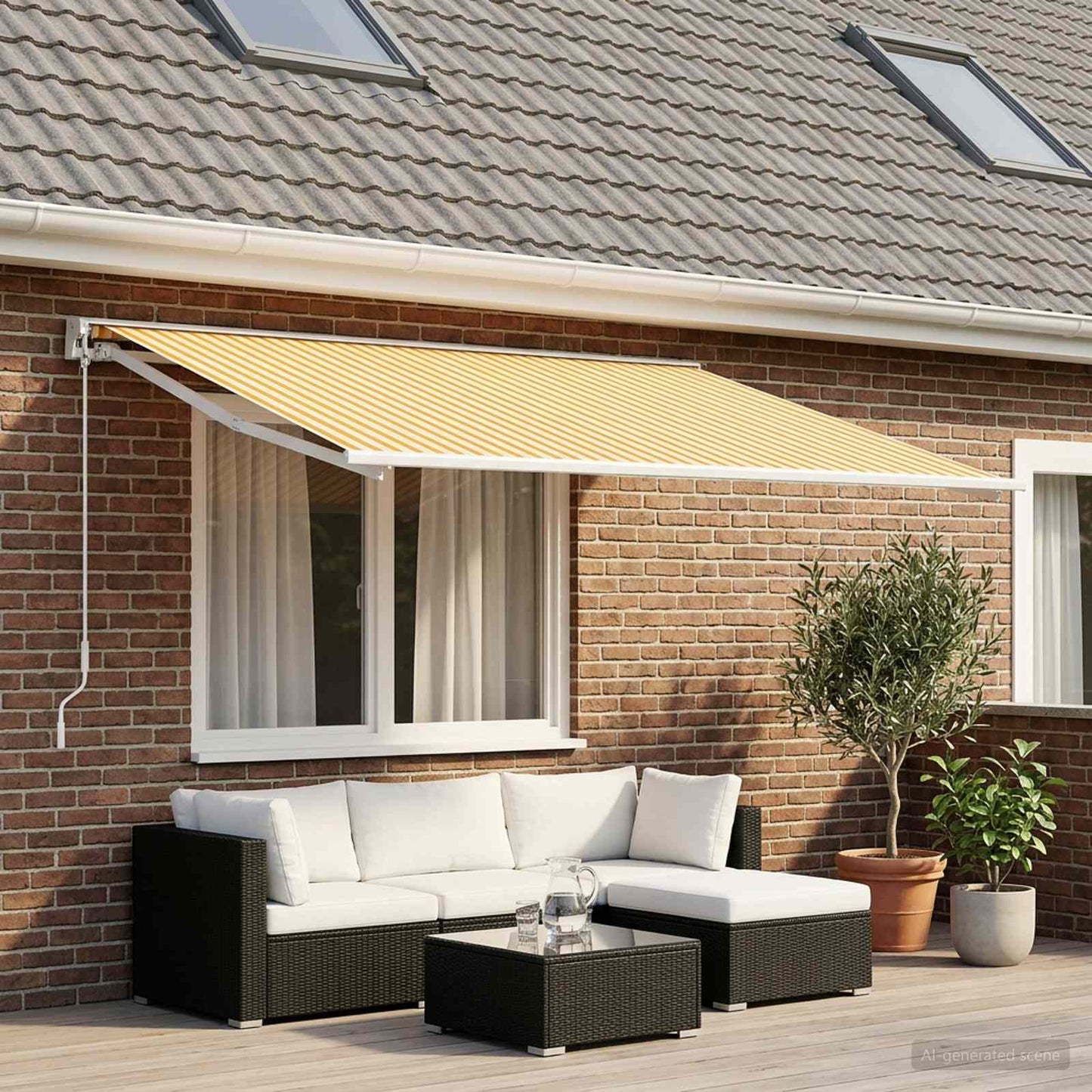 Telo di ricambio per tenda da sole Giallo e Bianco 600 × 350 cm | homemem39