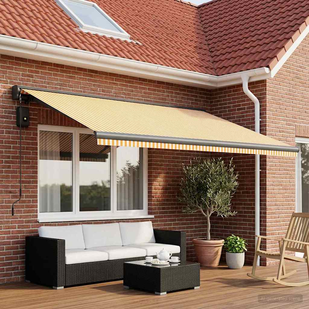 Telo di ricambio per tenda da sole Giallo e Bianco 450 × 300 cm | homemem39