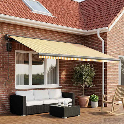 Telo di ricambio per tenda da sole Giallo e Bianco 450 × 300 cm | homemem39
