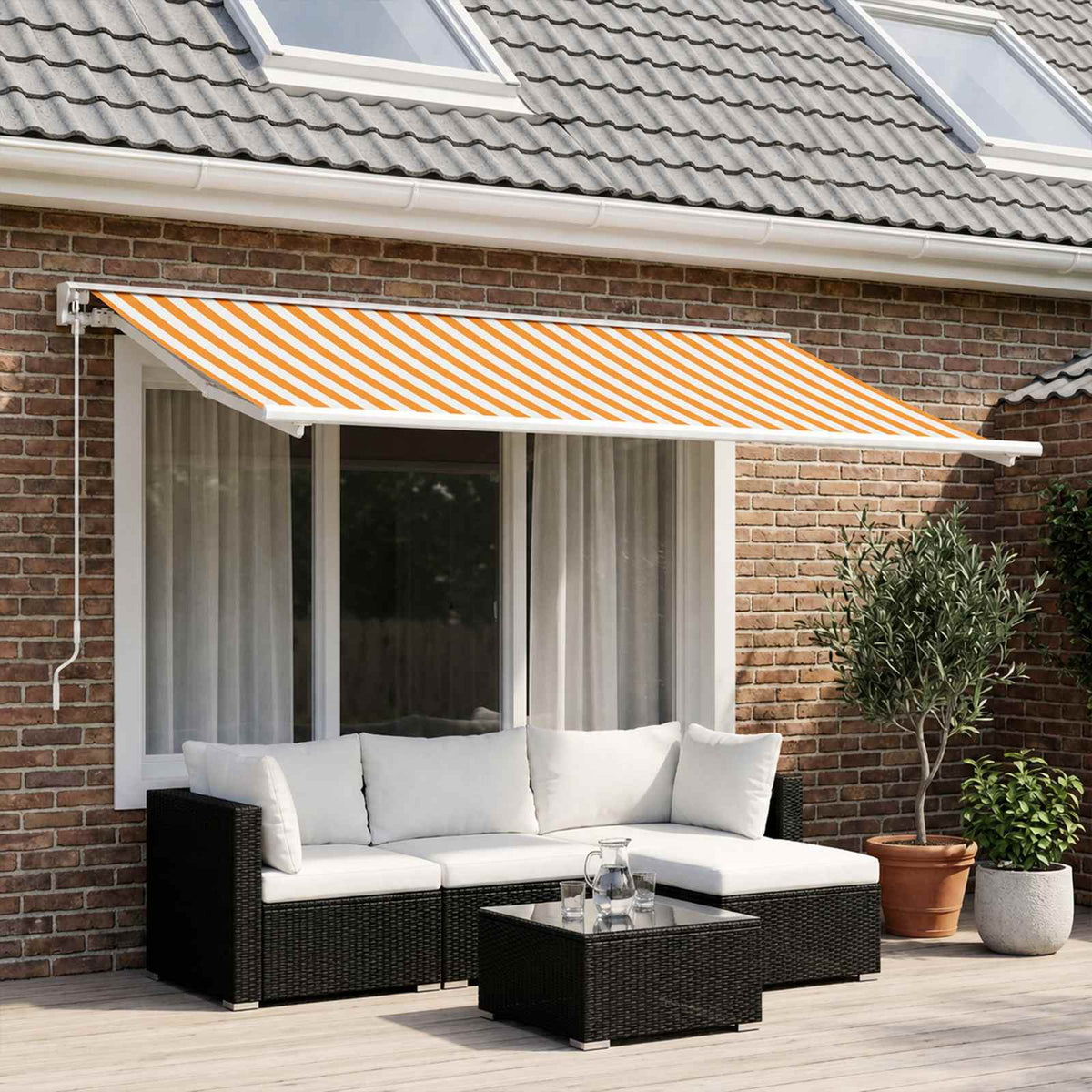Telo di ricambio per tenda da sole Giallo e Bianco 450 × 350 cm