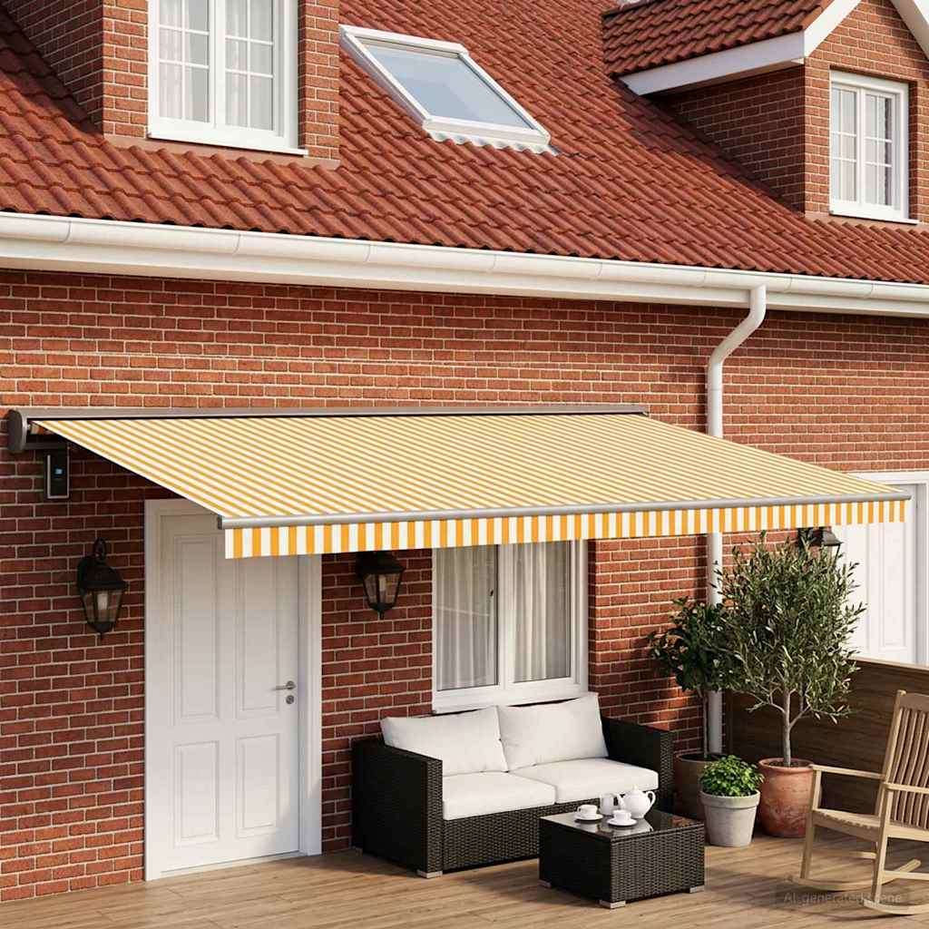 Telo di ricambio per tenda da sole Giallo e Bianco 500 × 300 cm | homemem39