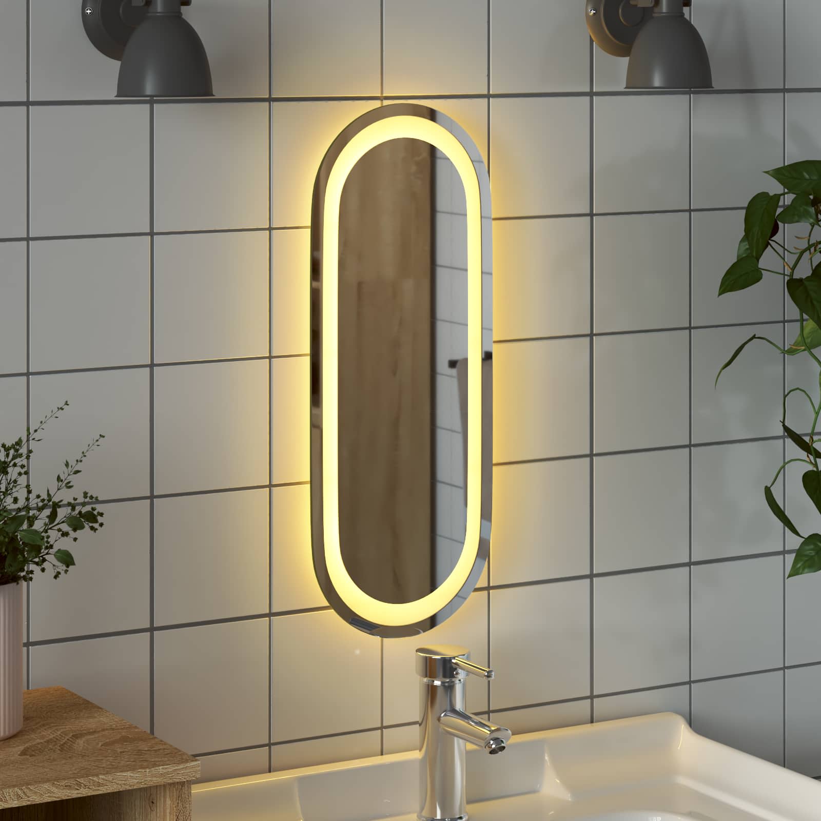 Specchio da bagno LED Trasparente 40 x 15 cm vetro temperato | homemem39
