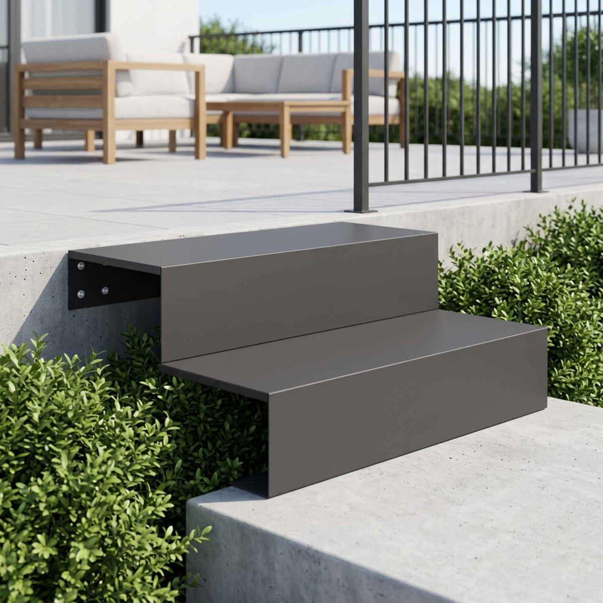Scala da giardino a 2 gradini 80,5 x 56,5 x 34 cm Acciaio Nero