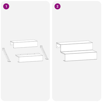 Scala da giardino a 2 gradini 80,5 x 56,5 x 34 cm Acciaio Nero | homemem39