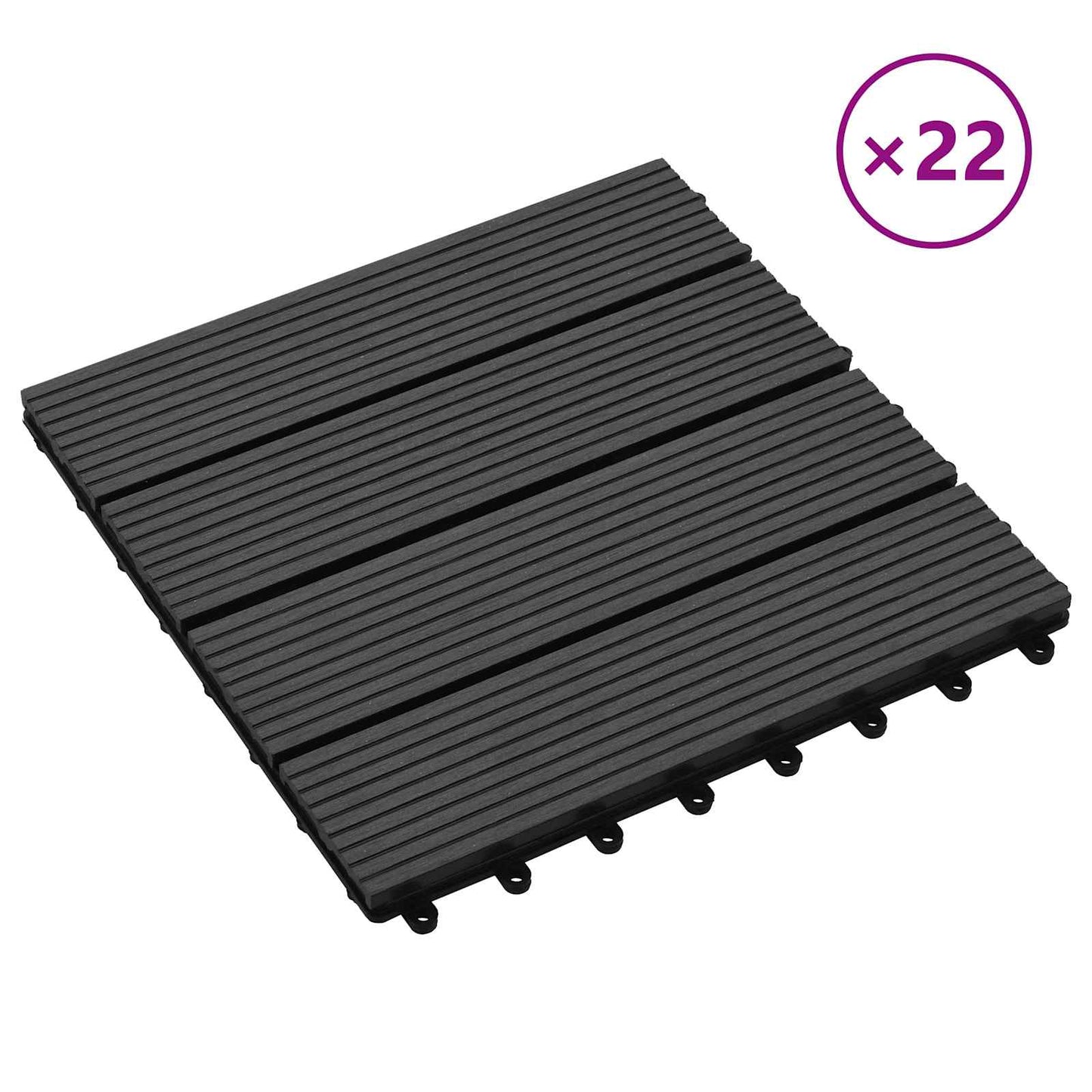 Piastrella per Decking 22 pcs Nero 30 x 30 cm WPC | homemem39