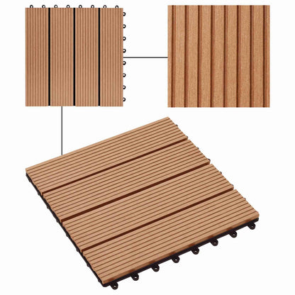 Piastrella per Decking 22 pcs Teak riciclato 30 x 30 cm WPC | homemem39