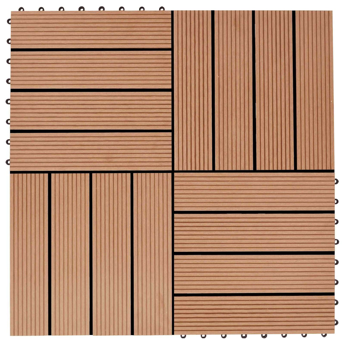 Piastrella per Decking 22 pcs Teak riciclato 30 x 30 cm WPC | homemem39