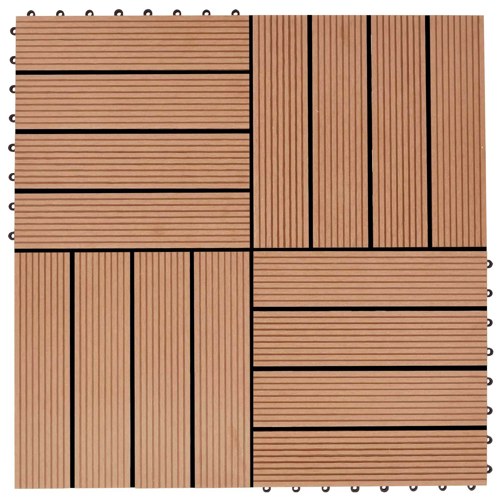 Piastrella per Decking 22 pcs Teak riciclato 30 x 30 cm WPC | homemem39