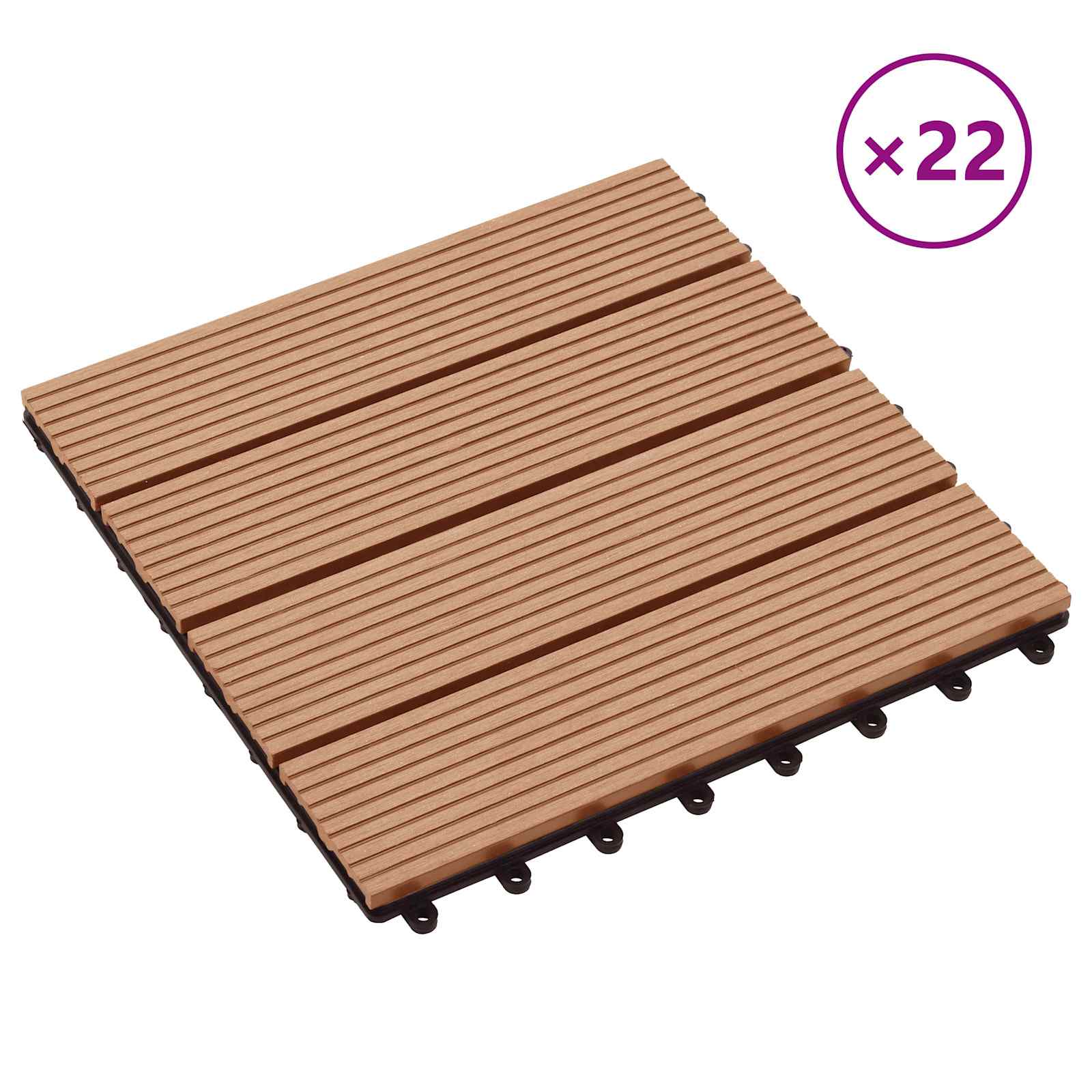 Piastrella per Decking 22 pcs Teak riciclato 30 x 30 cm WPC | homemem39