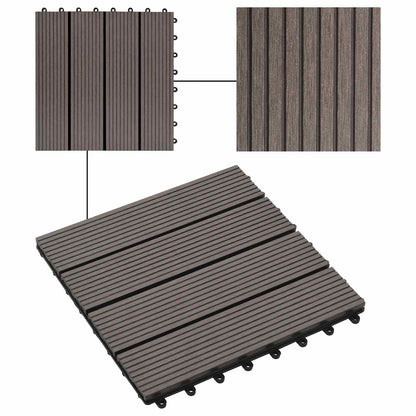 Piastrella per Decking 22 pcs Marrone Scuro 30 x 30 cm WPC | homemem39