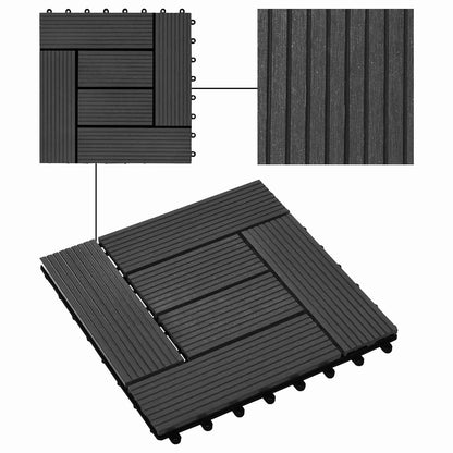 Piastrella per Decking 22 pcs Nero 30 x 30 cm WPC | homemem39
