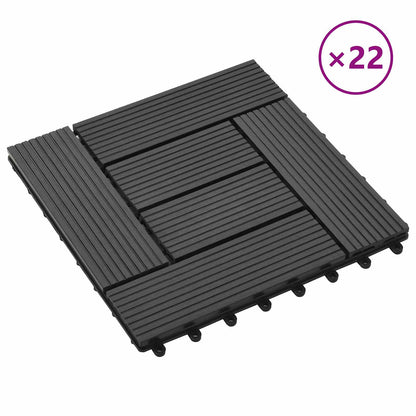 Piastrella per Decking 22 pcs Nero 30 x 30 cm WPC | homemem39