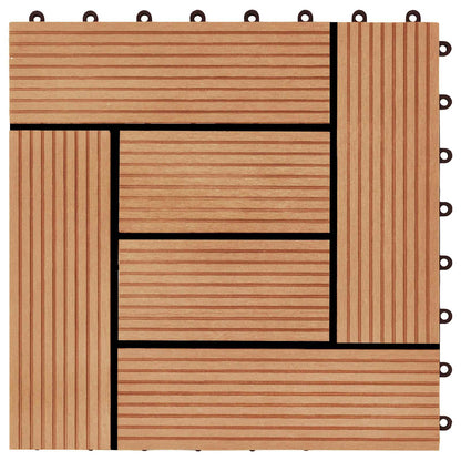 Piastrella per Decking 22 pcs Teak riciclato 30 x 30 cm WPC | homemem39