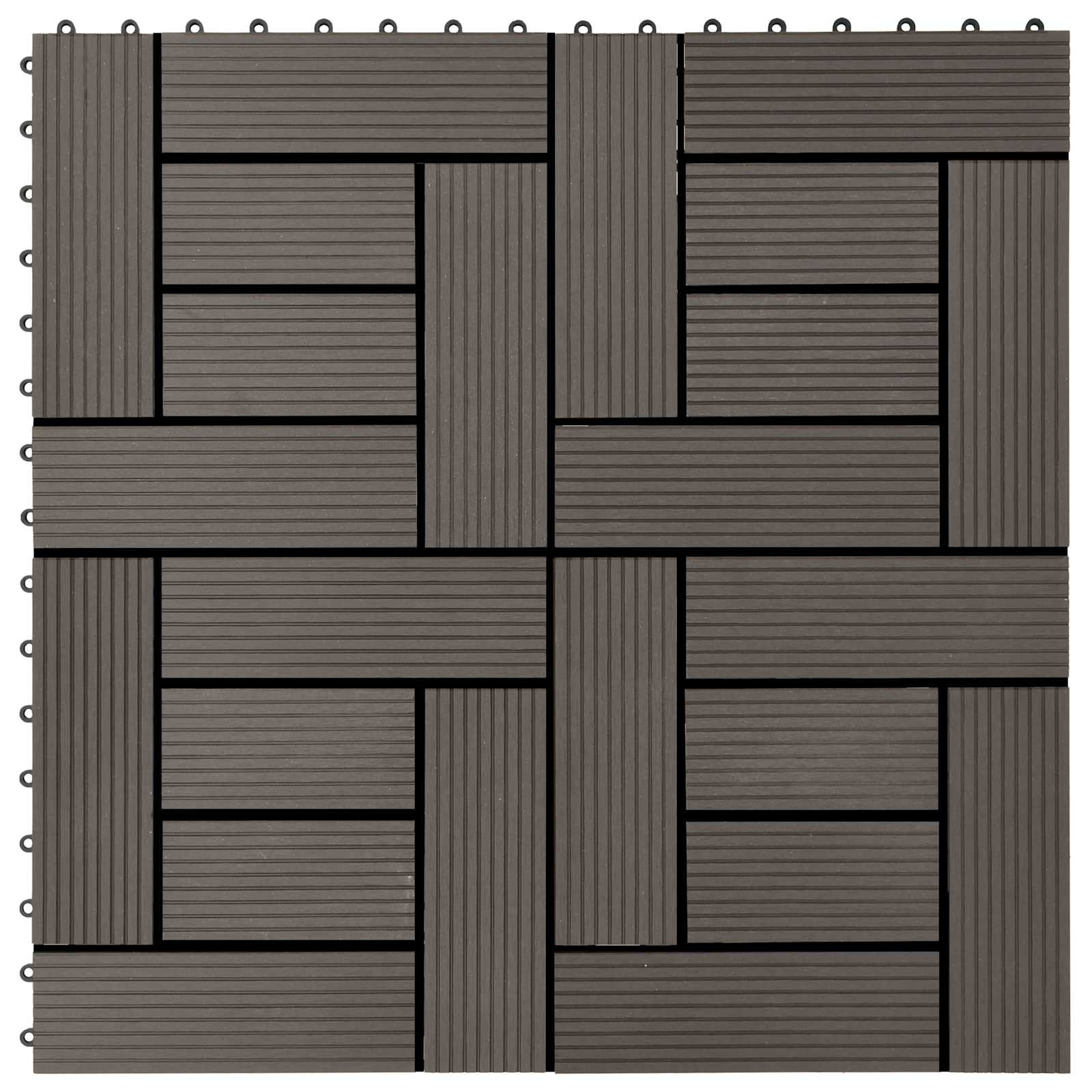 Piastrella per Decking 22 pcs Marrone Scuro 30 x 30 cm WPC | homemem39