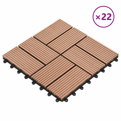Piastrella per Decking 22 pcs Marrone 30 x 30 cm WPC | homemem39