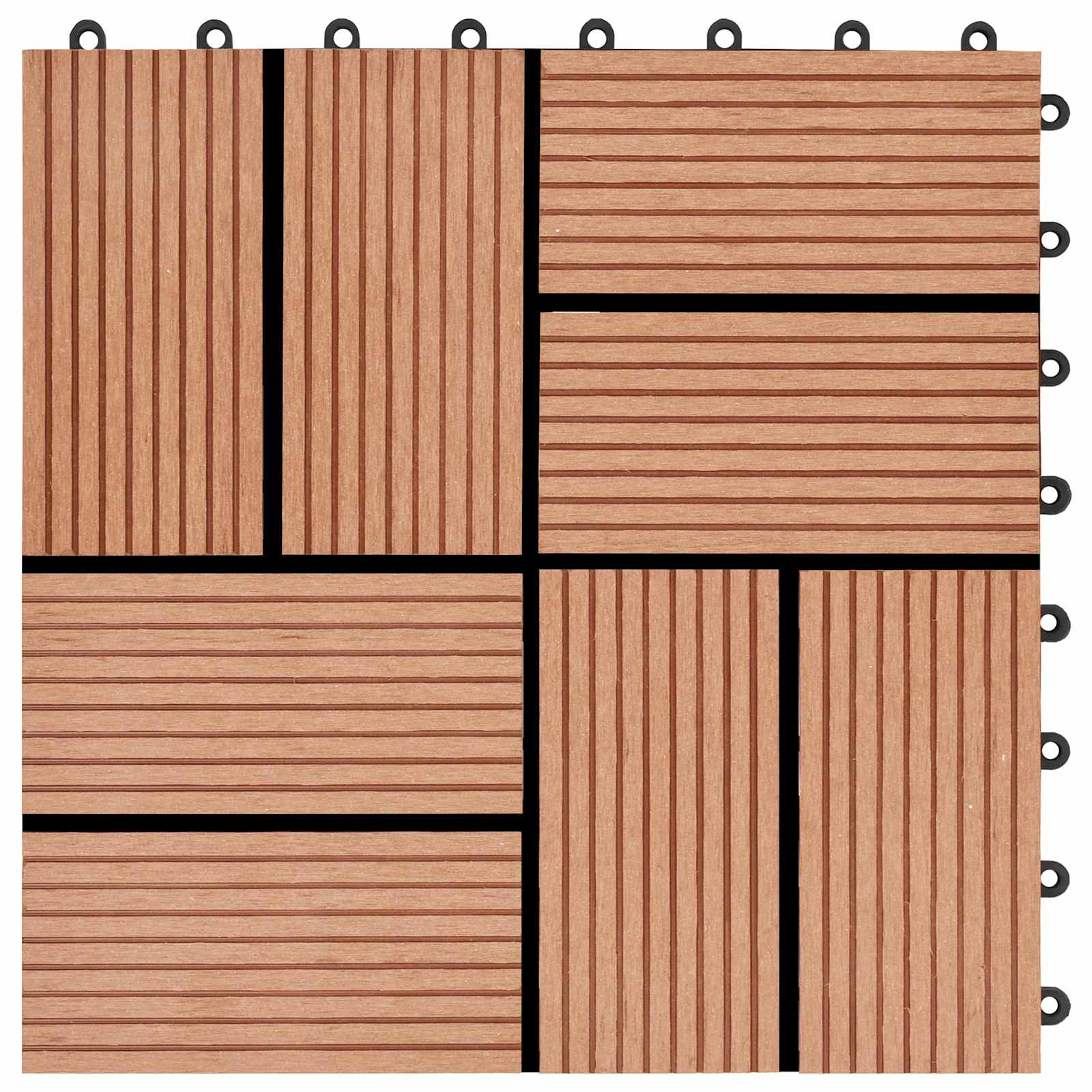 Piastrella per Decking 22 pcs Teak riciclato 30 x 30 cm WPC | homemem39