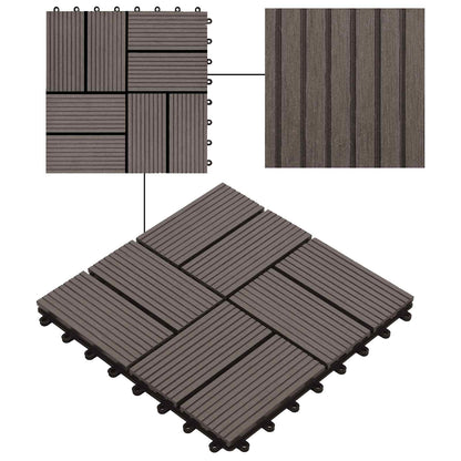 Piastrella per Decking 22 pcs Marrone Scuro 30 x 30 cm WPC | homemem39