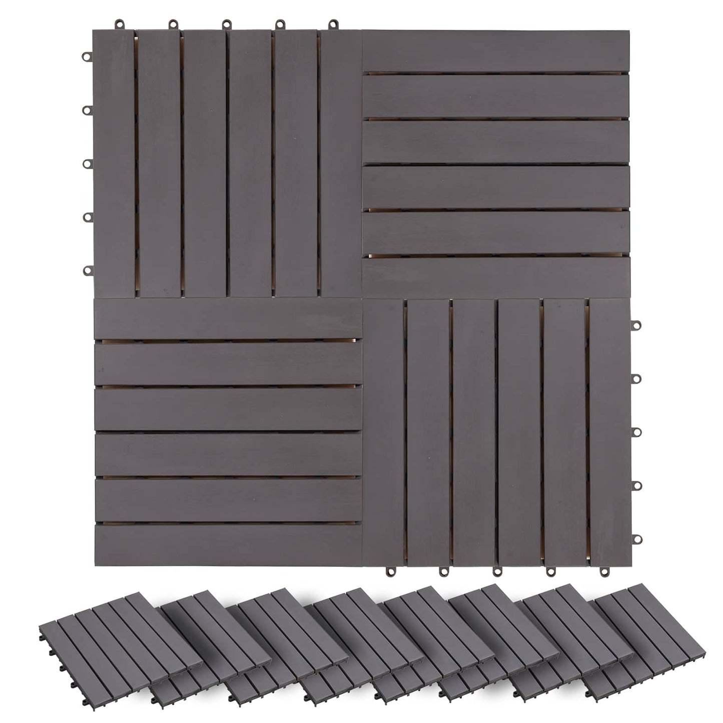 Piastrella per Decking 20 pcs Grigio 30 x 30 cm Legno di Acacia | homemem39