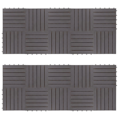 Piastrella per Decking 20 pcs Grigio 30 x 30 cm Legno di Acacia | homemem39