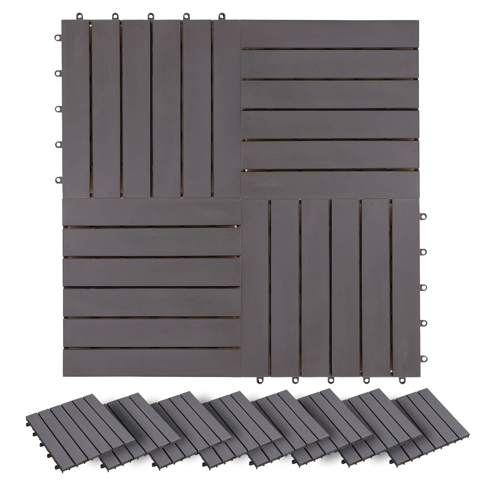 Piastrella per Decking 30 pcs Grigio 30 x 30 cm Legno di Acacia | homemem39