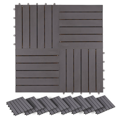 Piastrella per Decking 30 pcs Grigio 30 x 30 cm Legno di Acacia | homemem39