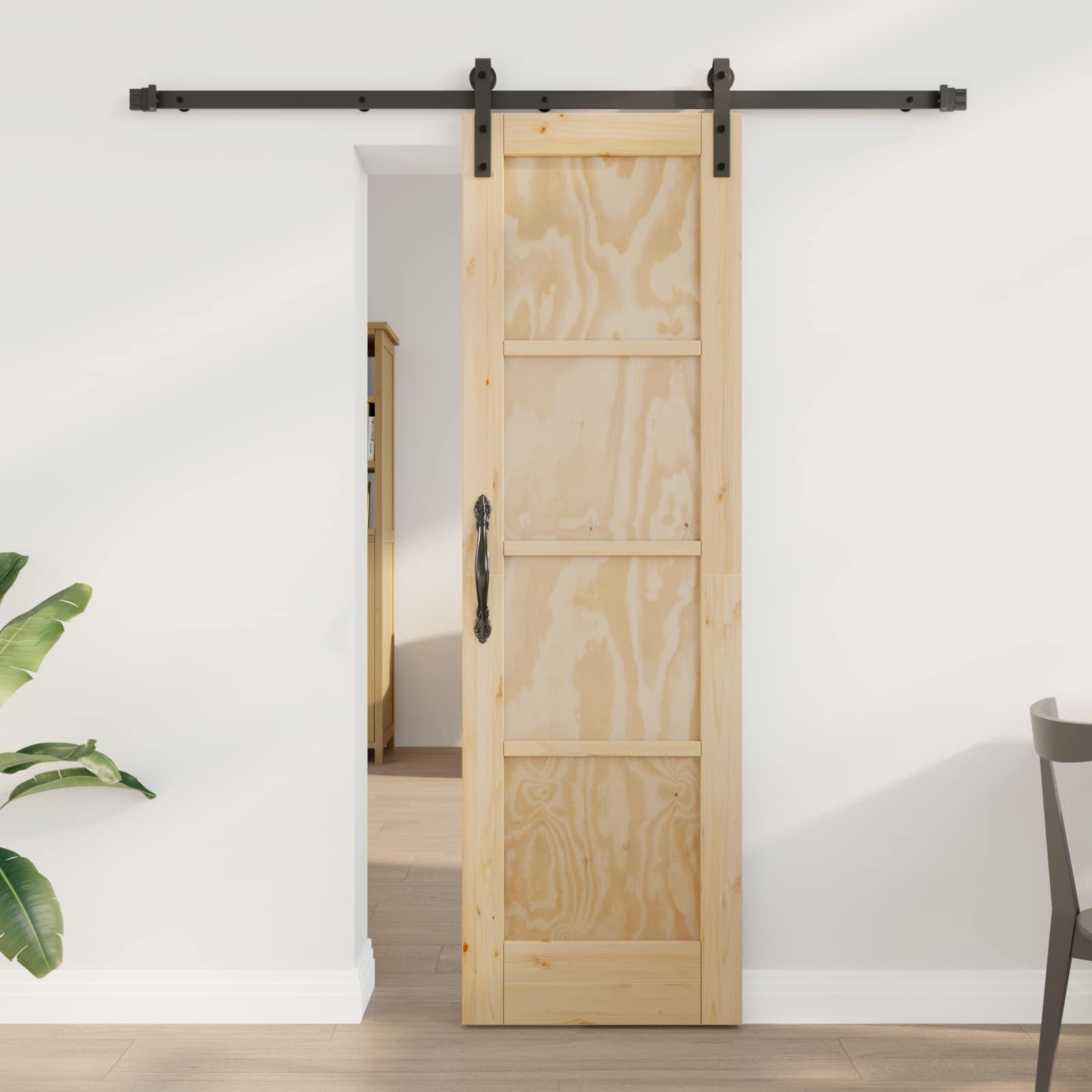Porta scorrevole Naturale e Nero 61 x 198,5 cm | homemem39