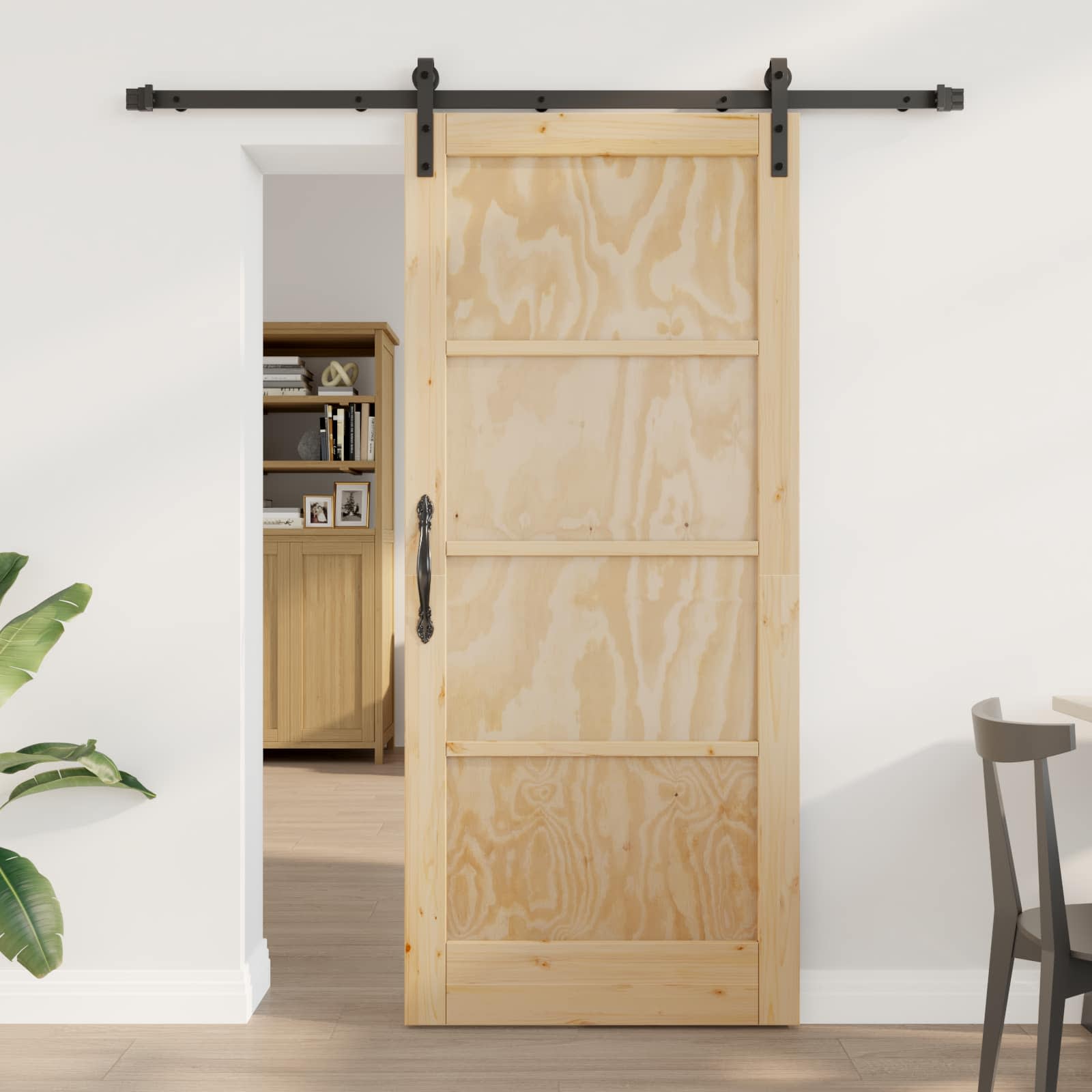 Porta scorrevole Naturale e Nero 86 x 198,5 cm | homemem39