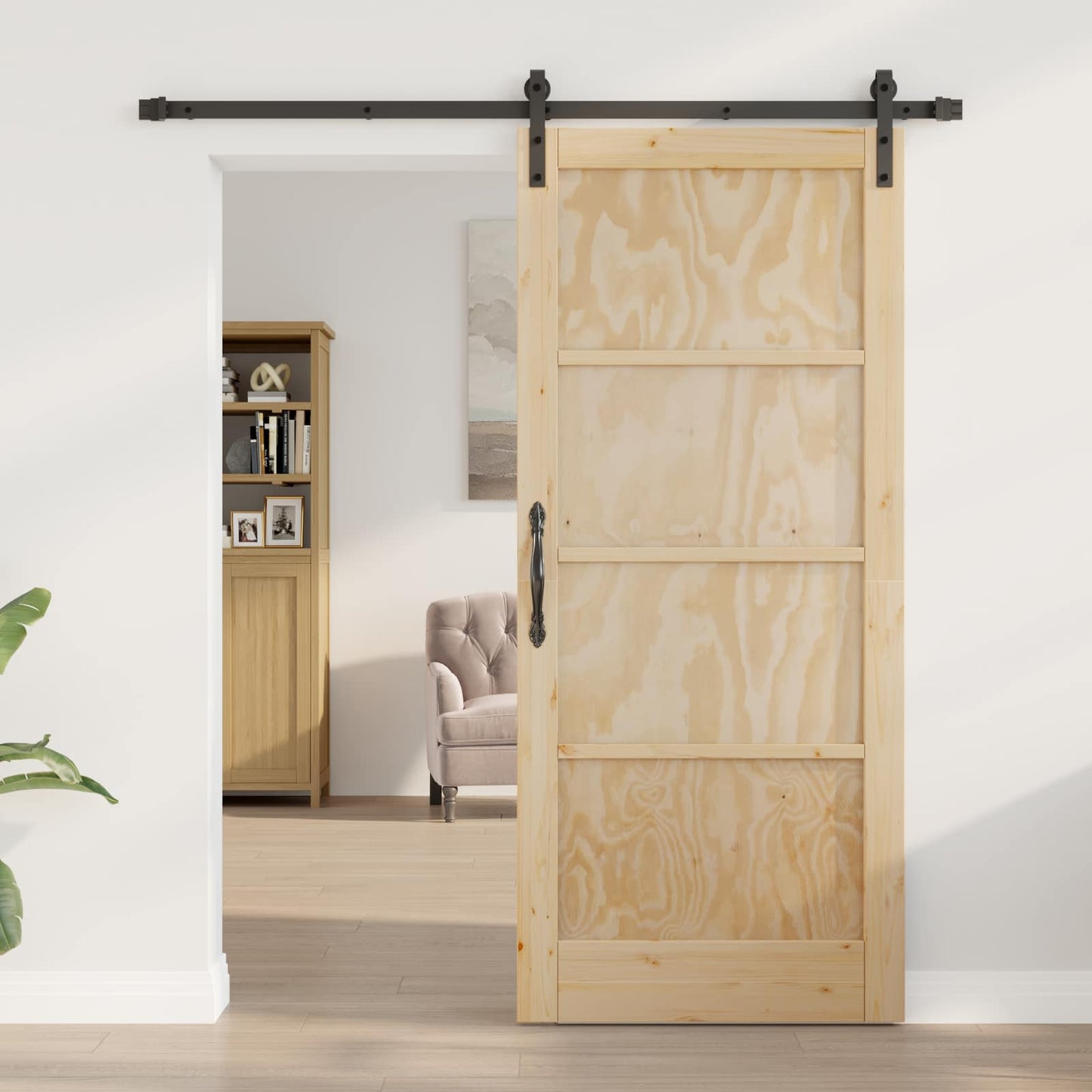 Porta scorrevole Naturale e Nero 86 x 198,5 cm | homemem39