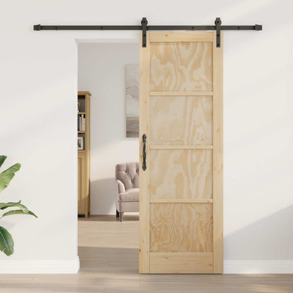 Porta scorrevole Naturale e Nero 73,5 x 211 cm | homemem39