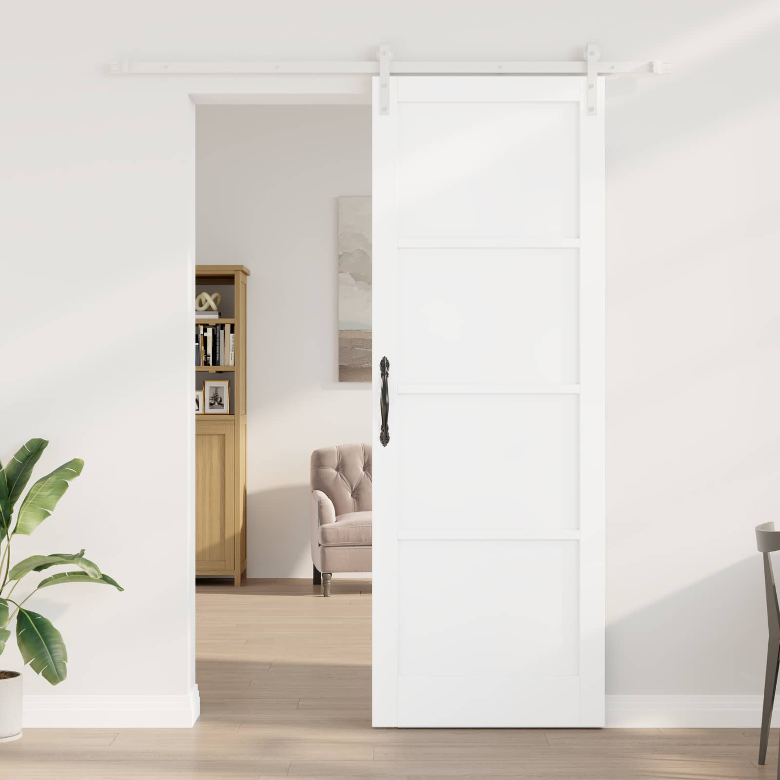 Porta scorrevole Bianco 83 x 232 cm Legno Massello di Pino | homemem39