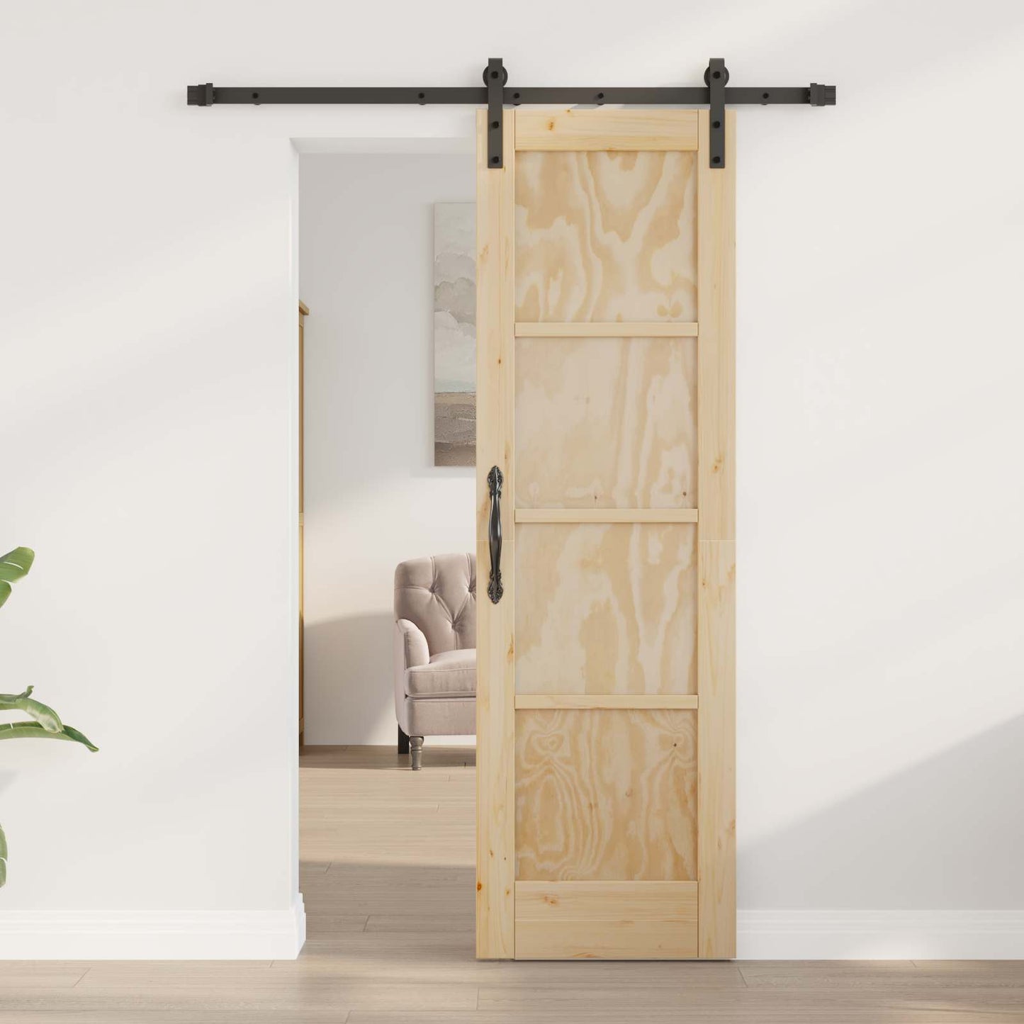 Porta scorrevole Naturale 61 x 198,5 cm Legno Massello di Pino | homemem39
