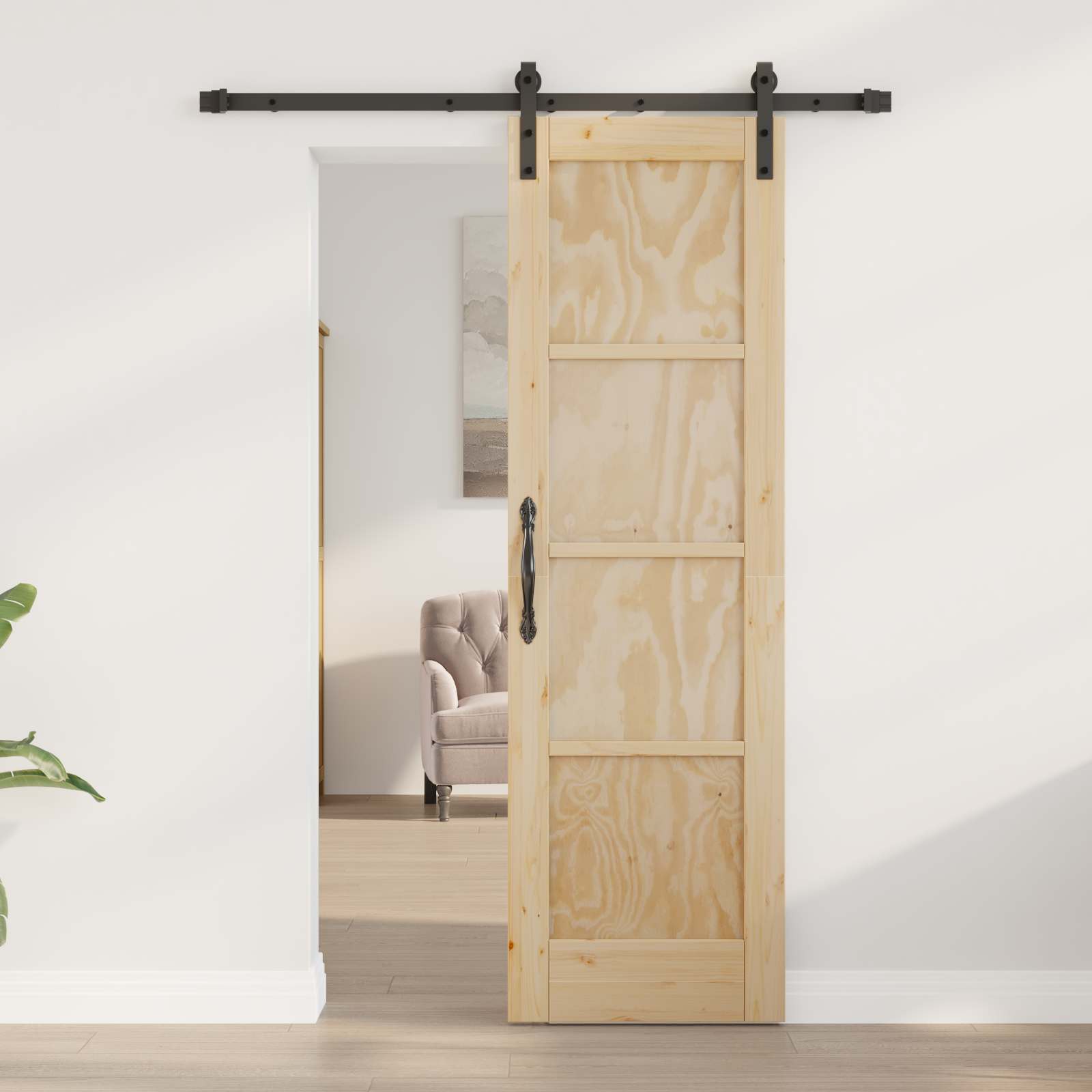 Porta scorrevole Naturale 61 x 198,5 cm Legno Massello di Pino | homemem39