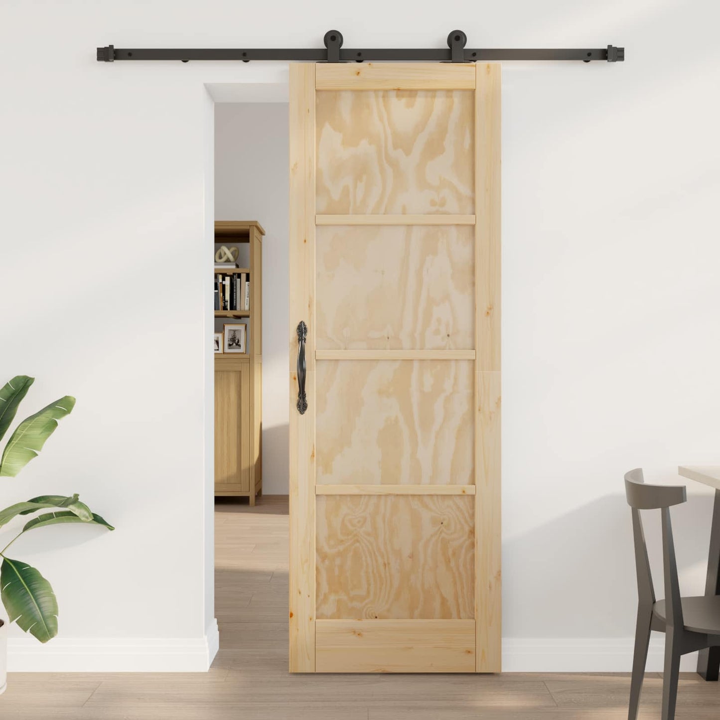 Porta scorrevole Naturale e Nero 73,5 x 211 cm | homemem39
