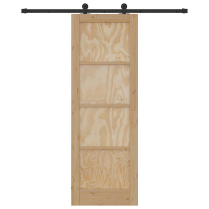 Porta scorrevole Naturale e Nero 73,5 x 211 cm | homemem39