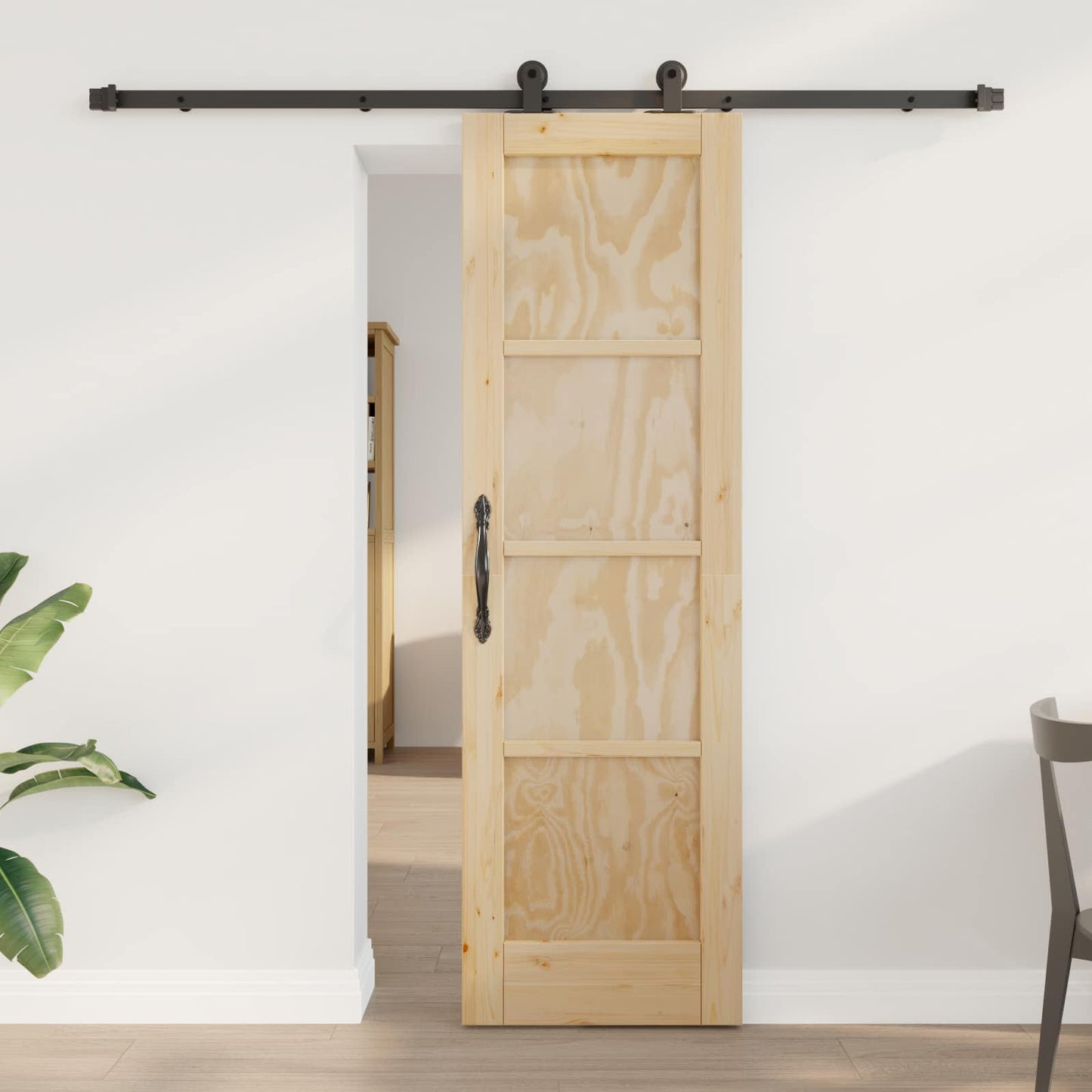 Porta scorrevole Naturale e Nero 61 x 198,5 cm | homemem39