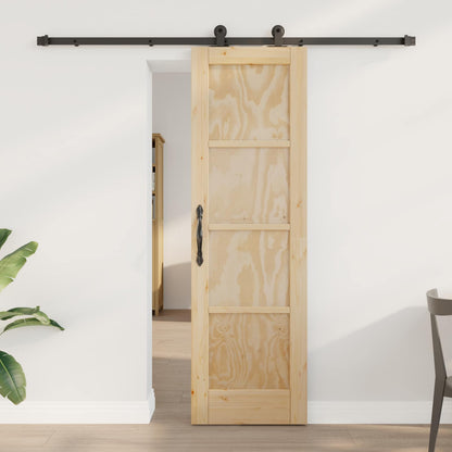 Porta scorrevole Naturale e Nero 61 x 198,5 cm | homemem39