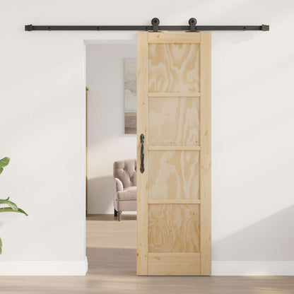 Porta scorrevole Naturale e Nero 61 x 198,5 cm | homemem39