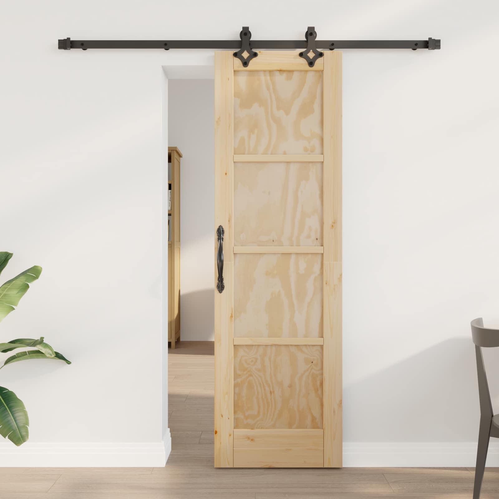 Porta scorrevole Naturale e Nero 61 x 198,5 cm | homemem39