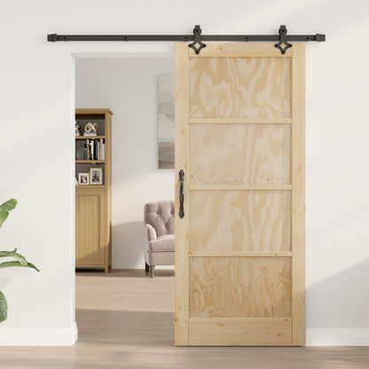 Porta scorrevole Naturale e Nero 86 x 198,5 cm | homemem39