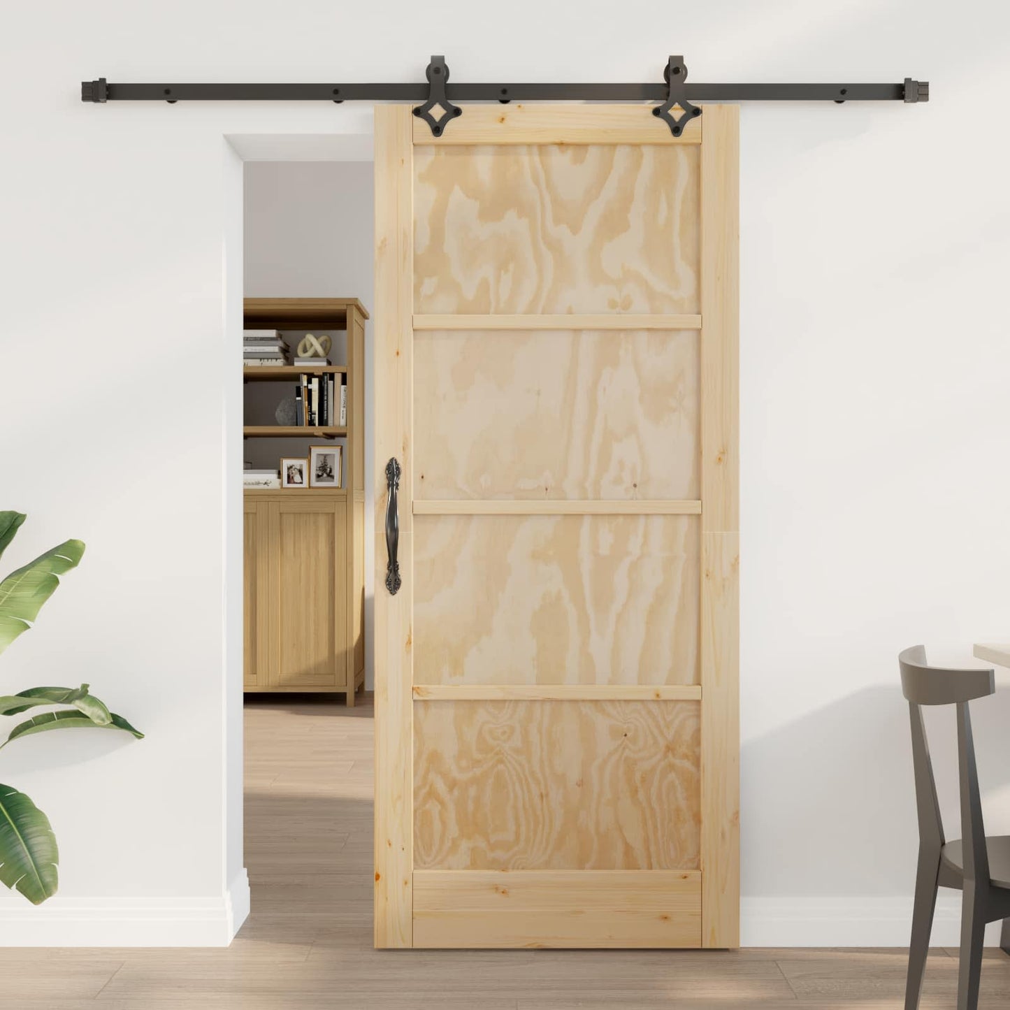 Porta scorrevole Naturale e Nero 86 x 198,5 cm | homemem39