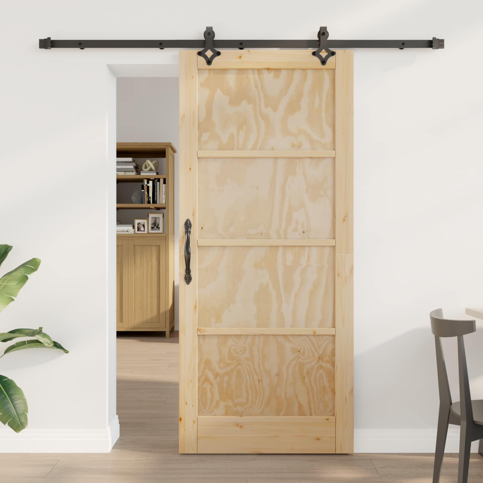 Porta scorrevole Naturale e Nero 86 x 198,5 cm | homemem39