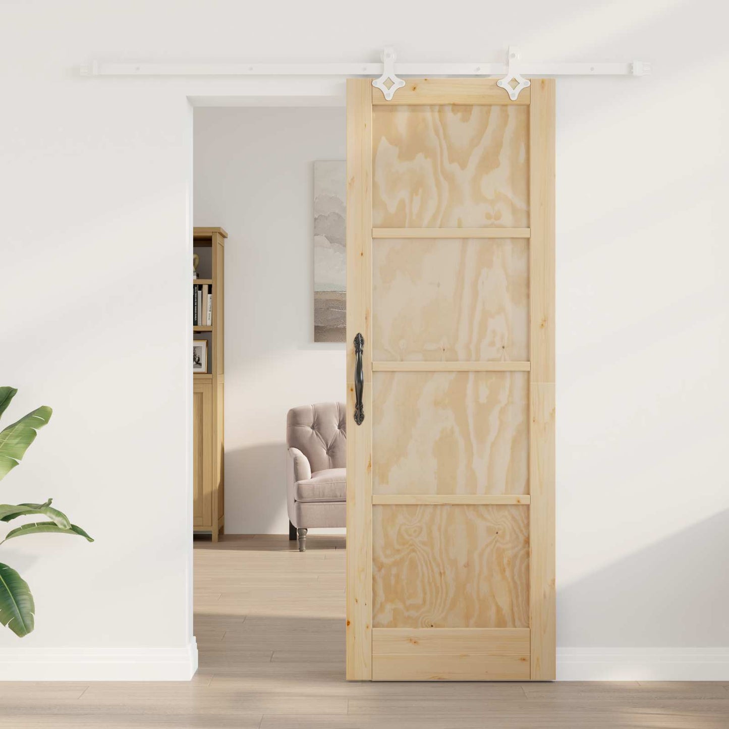 Porta scorrevole Naturale e Bianco 73,5 x 211 cm | homemem39