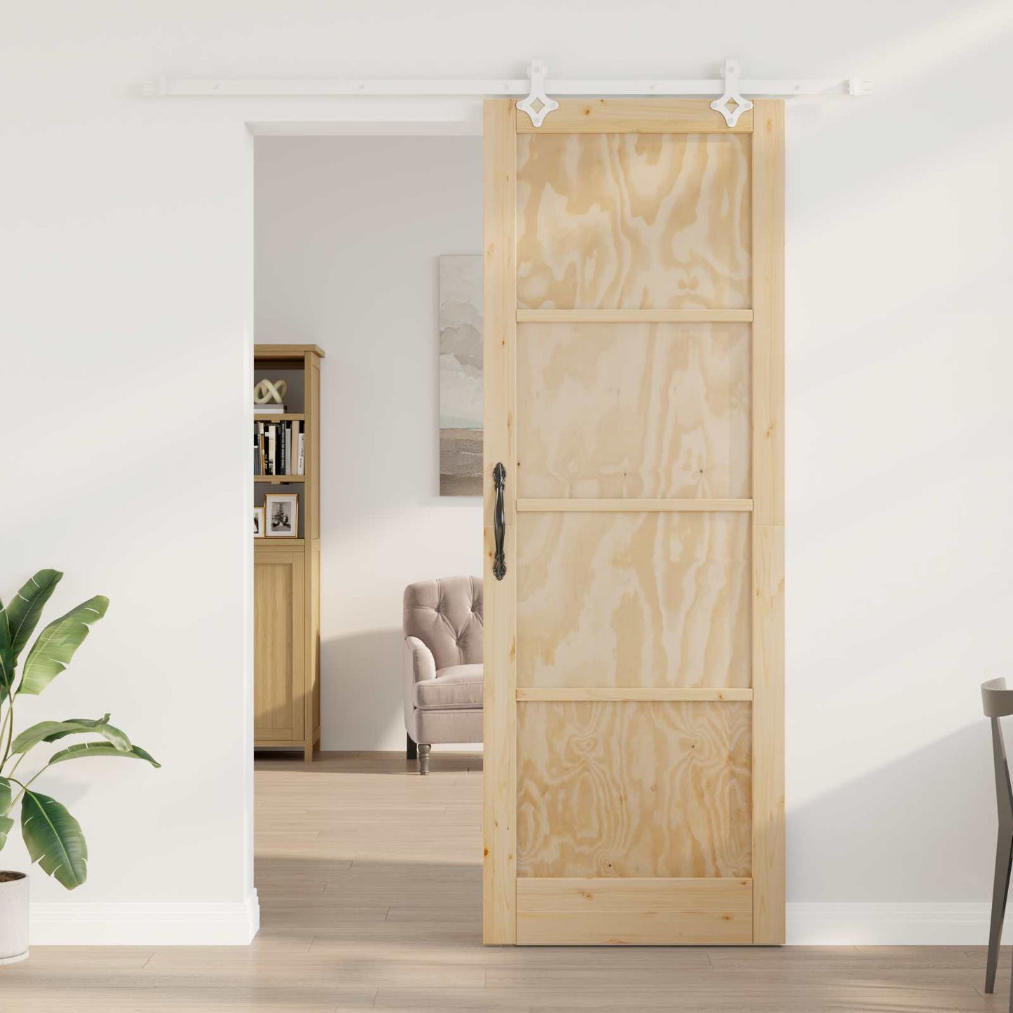 Porta scorrevole Naturale e Bianco 83 x 232 cm | homemem39