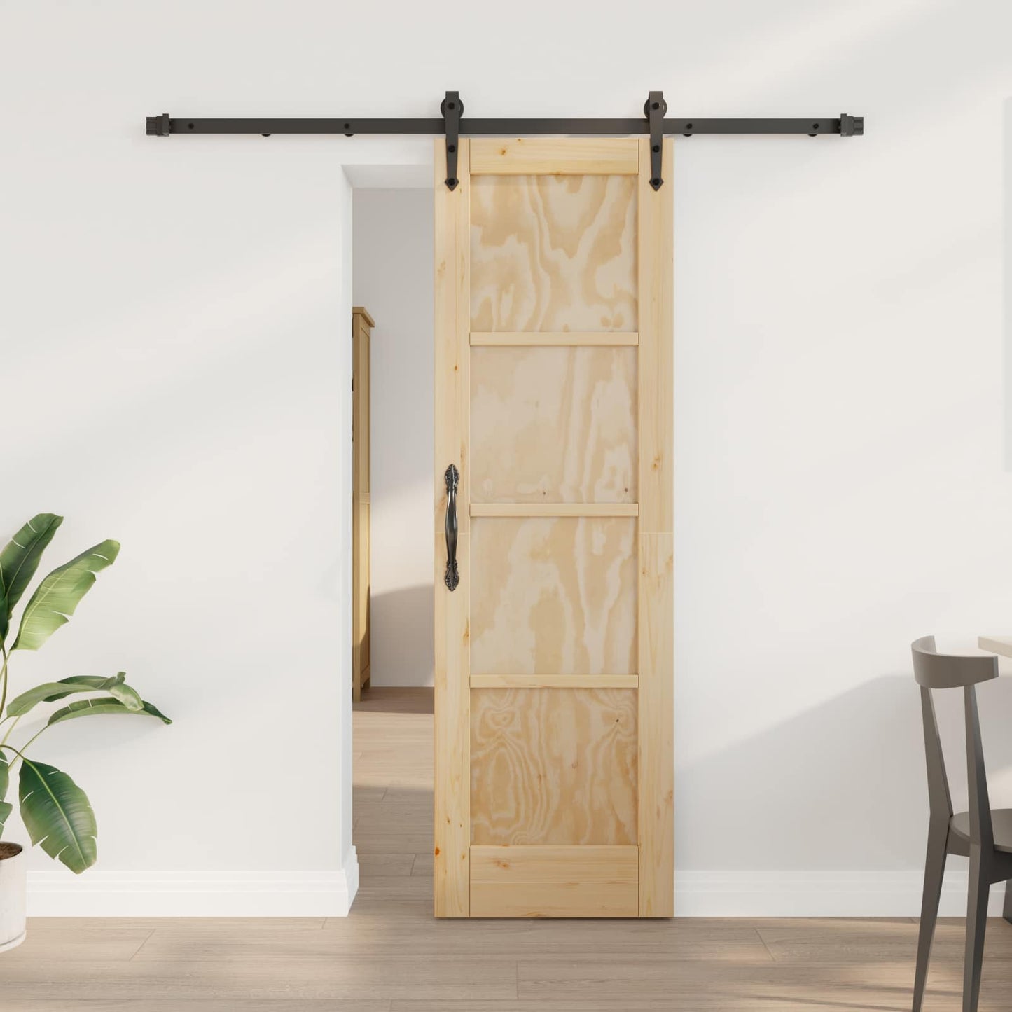 Porta scorrevole ORKDAL Naturale e Nero 61 x 198,5 cm | homemem39