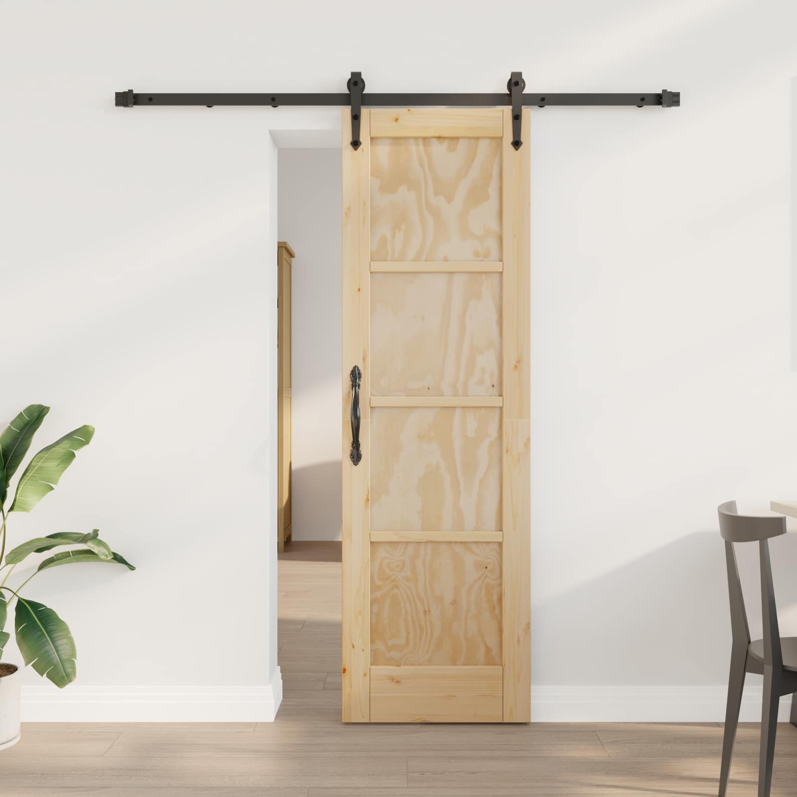 Porta scorrevole ORKDAL Naturale e Nero 61 x 198,5 cm | homemem39