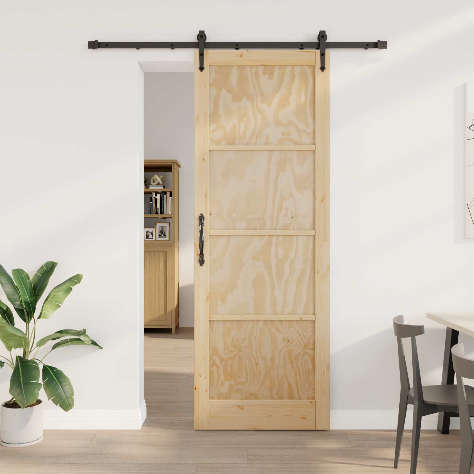 Porta scorrevole ORKDAL Naturale e Nero 83 x 232 cm | homemem39