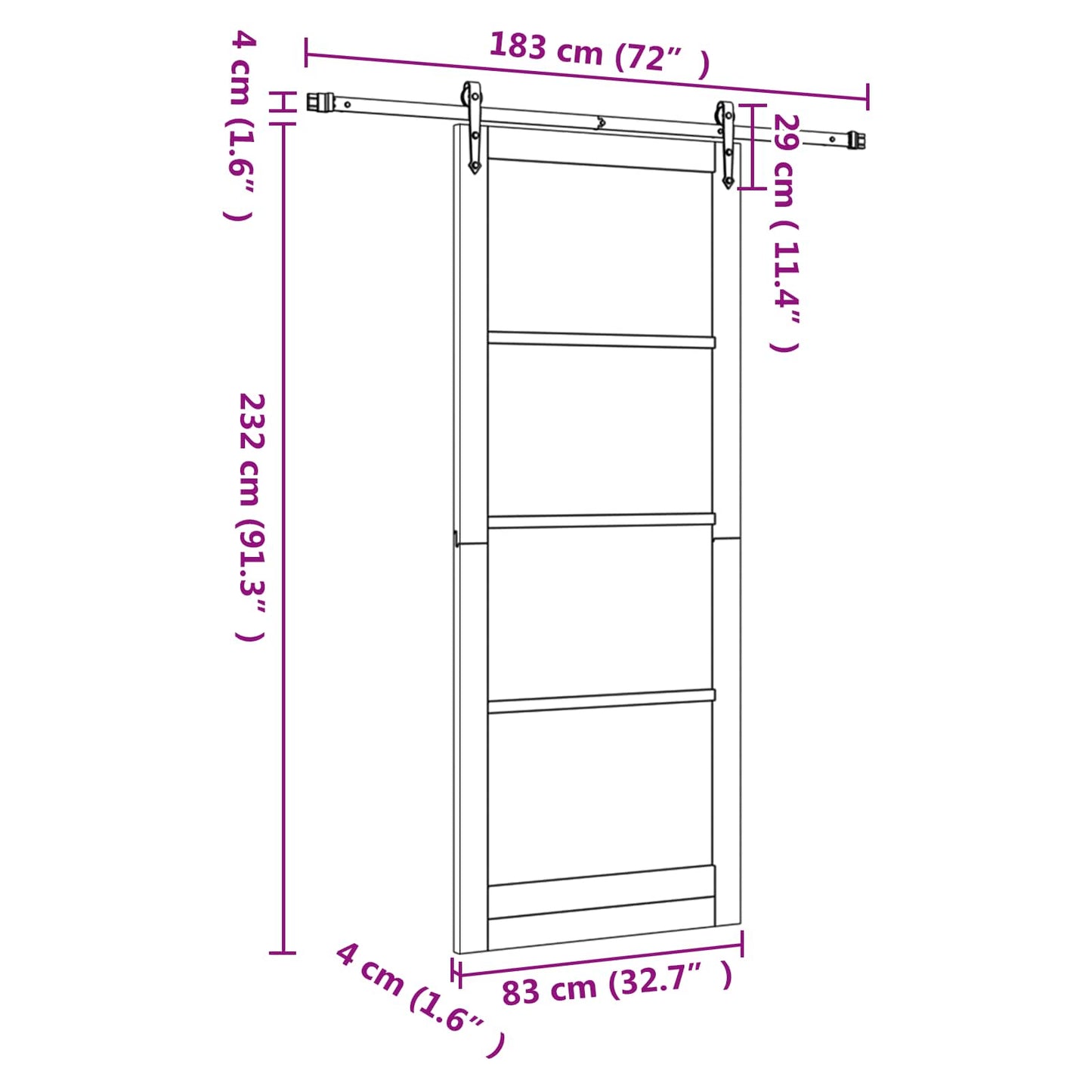 Porta scorrevole ORKDAL Naturale e Nero 83 x 232 cm | homemem39