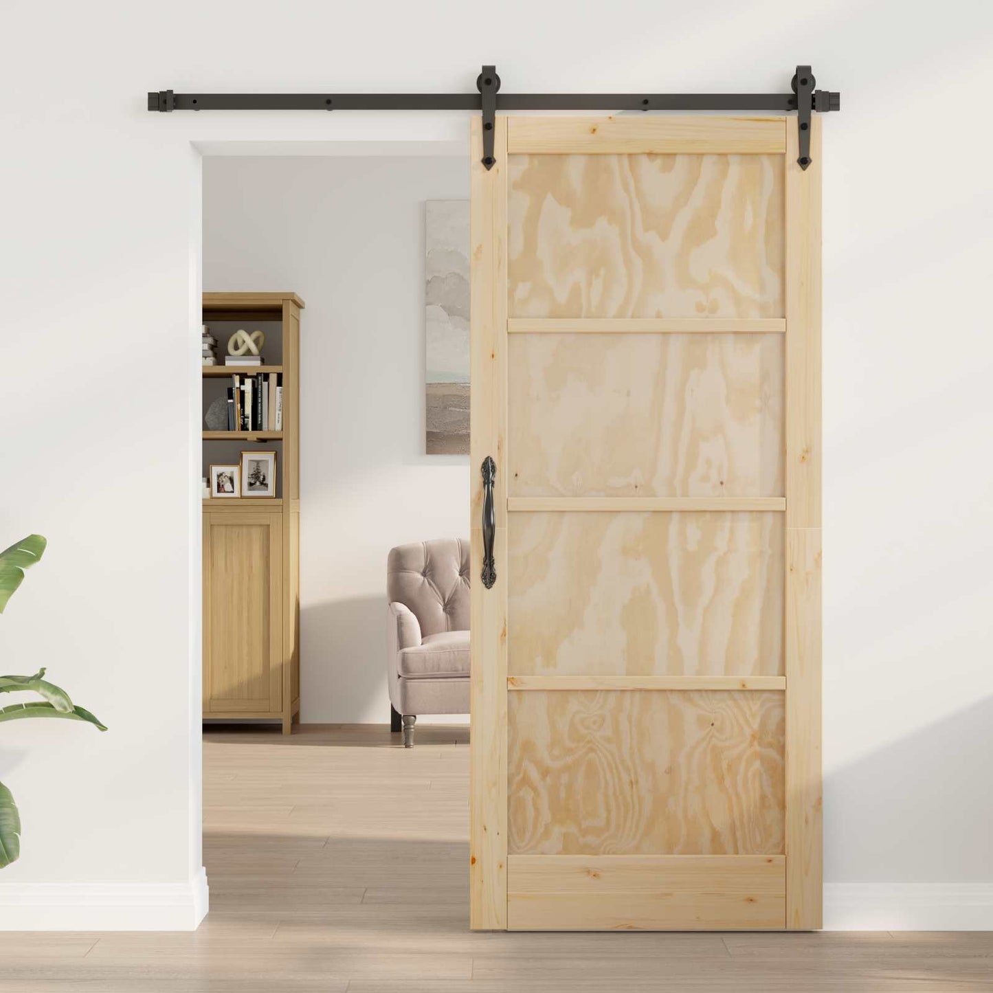 Porta scorrevole ORKDAL Naturale e Nero 86 x 198,5 cm | homemem39