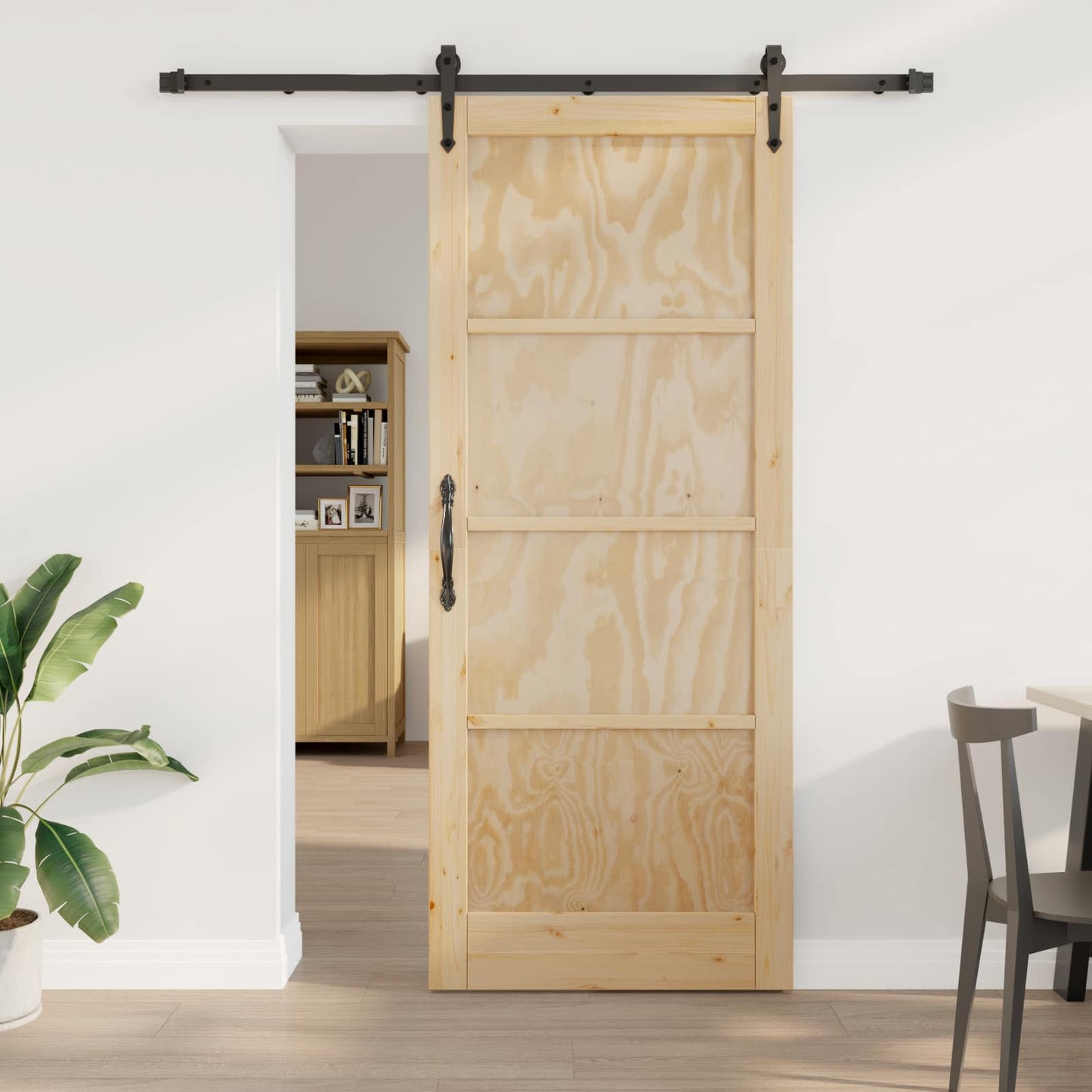 Porta scorrevole ORKDAL Naturale e Nero 86 x 211 cm | homemem39