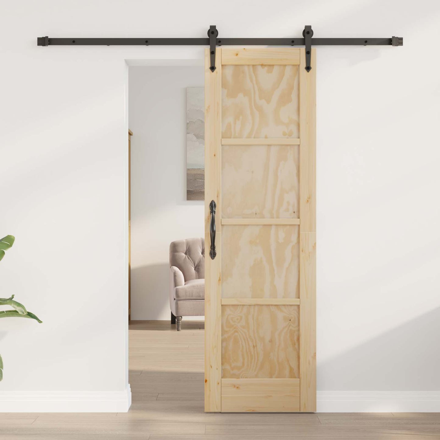 Porta scorrevole ORKDAL Naturale e Nero 61 x 198,5 cm | homemem39